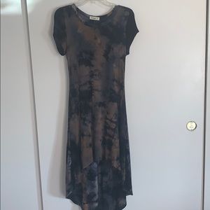 Tie-Dye High Low Dress. Blue & Tan. Size Small.
